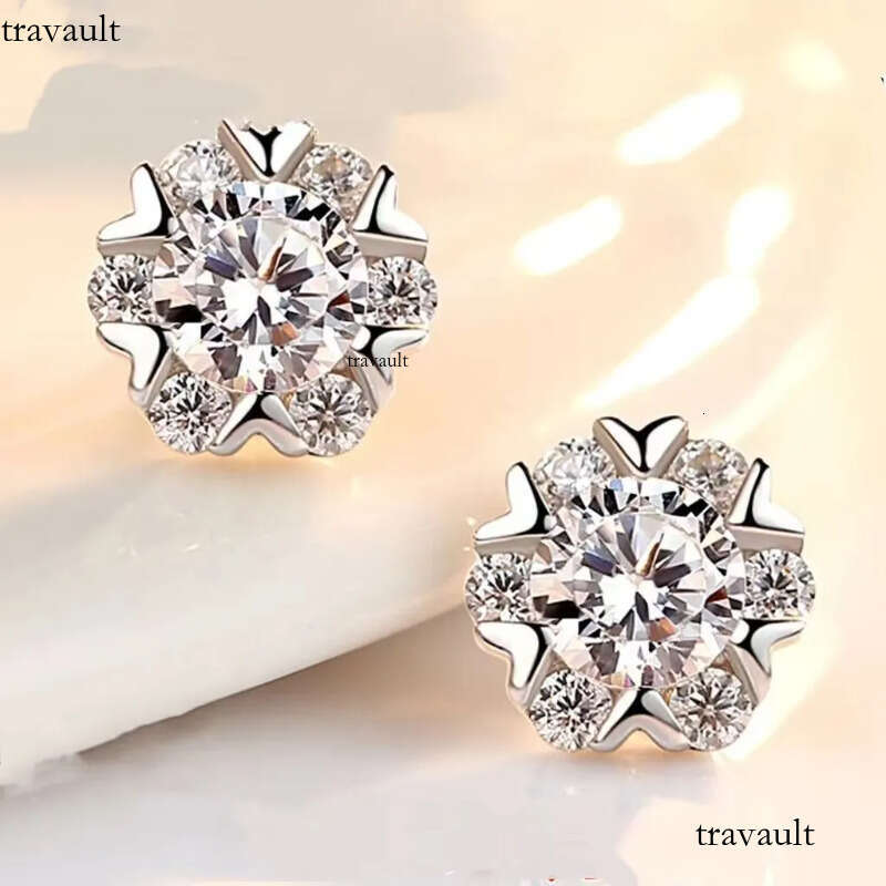 Stud Earrings Trendy Sterling Sier 0.3-1 Carat D Color M oi s n i te For Women 6 Prong G r a Screw Back