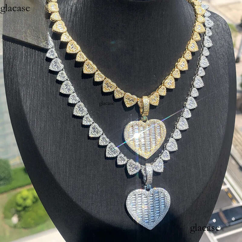 Hip Hop Pendant Necklace with Heart Shape Chain Gold Plated Jewelry c7
