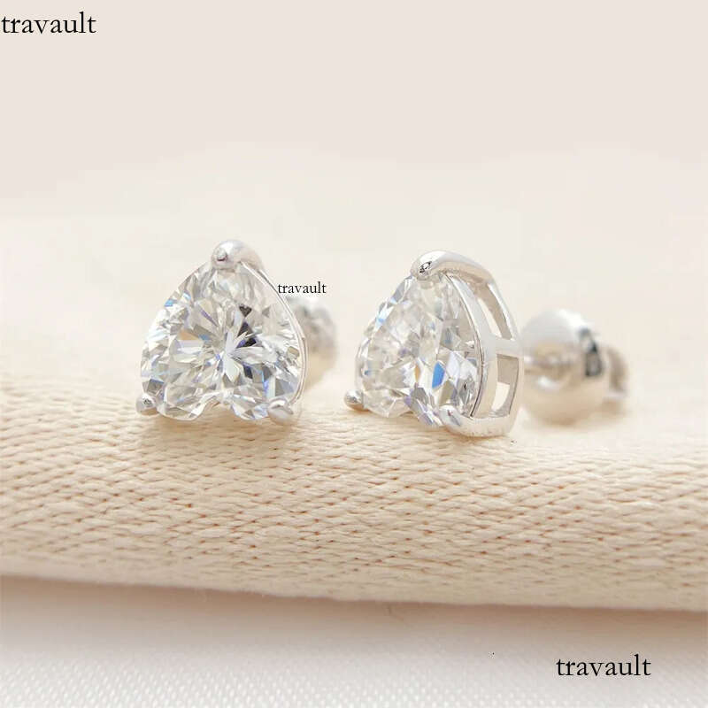 heart shaped cutting moissanite for women solid sterling sier stud earrings gold plated mens earring designer jewelry valentines day gift