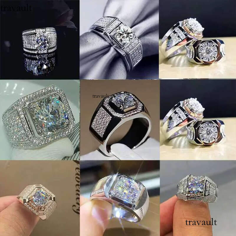 DHCollections Light Unisex Trendy White Zircon & Dia Ring Round Brilliant Cut for Anniversary Fashion Accessories