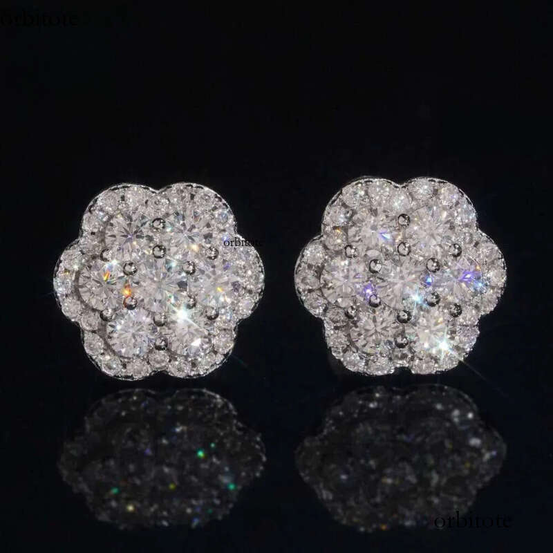 Elegant Dazzg Trendy wer 10MM Moissanite Dia Ear Studs For Men Women Hip Hop Jewelry Fine Earrings 10K Solid Gold