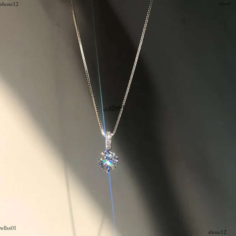 1CT Simple Fashion Dia Pendant Sweet Cute Jewelry Sterling Sier Soltaire White 5A Cubic Zircon Gemstones Party Beach Women Clavicel Necklace Gift
