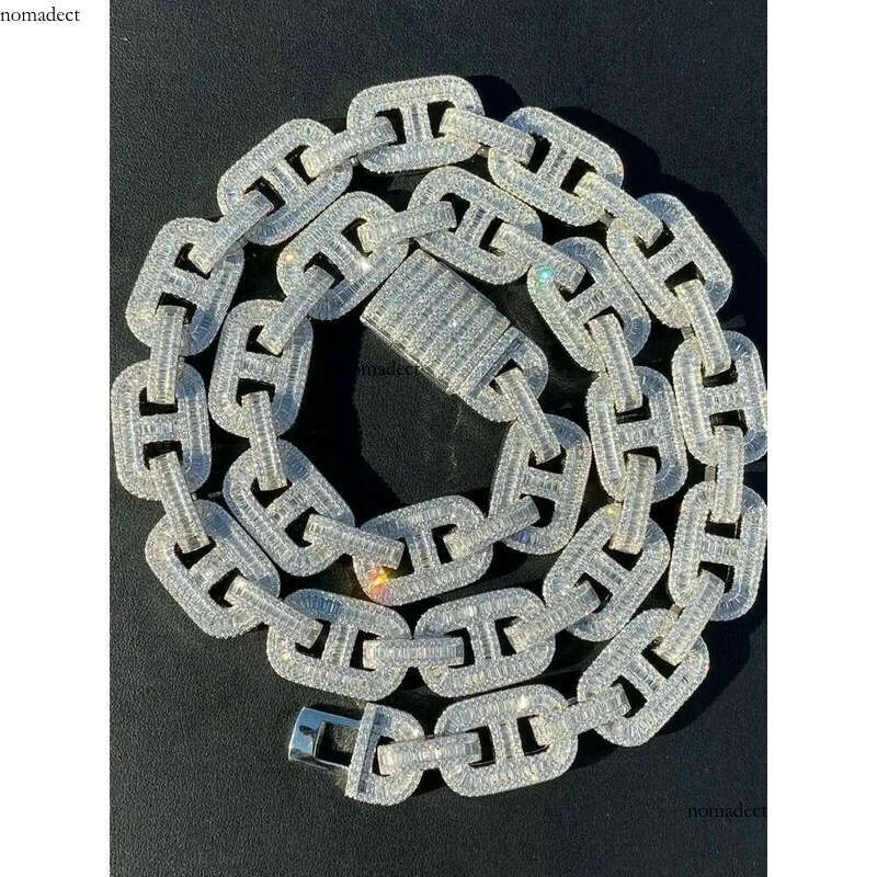 Ice out bracelet moissanite chain Vvs Cuban Chain Link Baguette Moissanite Dia Mariner 7c