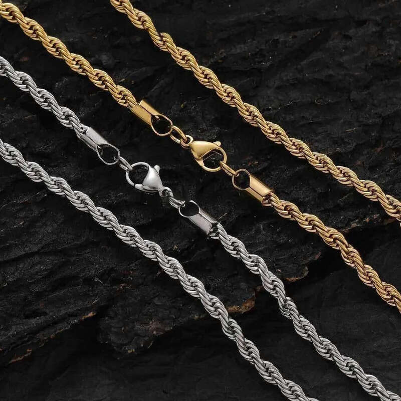 designer jewelry women gold necklace High Quality Gold Plated chain Stainless Steel Necklace For Women Men Golden rope chains gift 2-5mm