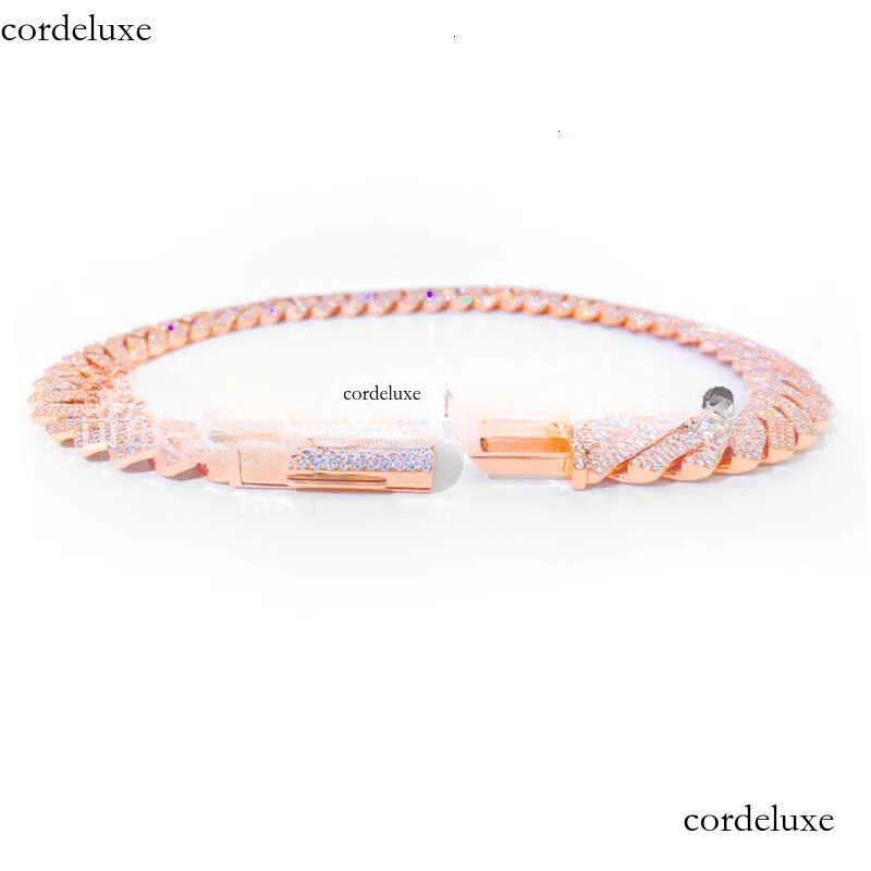 Sier VVS Moissanite Jewelry Rose Gold Plated Cuban Chain Hip Hop Necklace for Men and Women b1