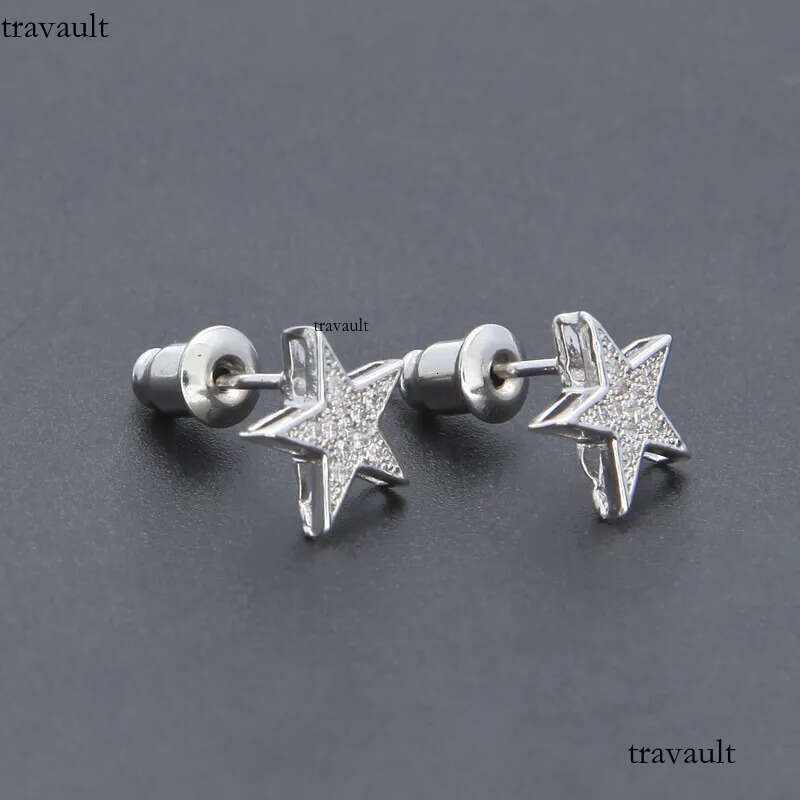 Mens Hip Hop Stud Earrings Jewelry Fashion High Quality Gold Sier Five-pointed Star Earring For Men
