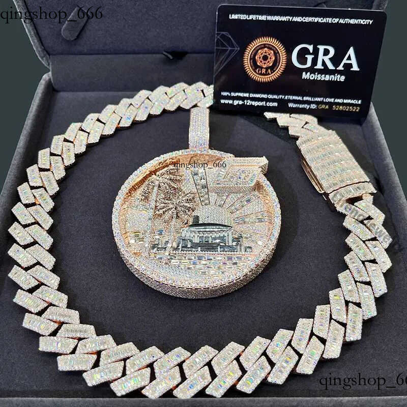 Hot Hiphop Rock Sterling Sier with d Vvs Pass Dia Tester Music Party 3 Inches Moissanite Pendant 0e