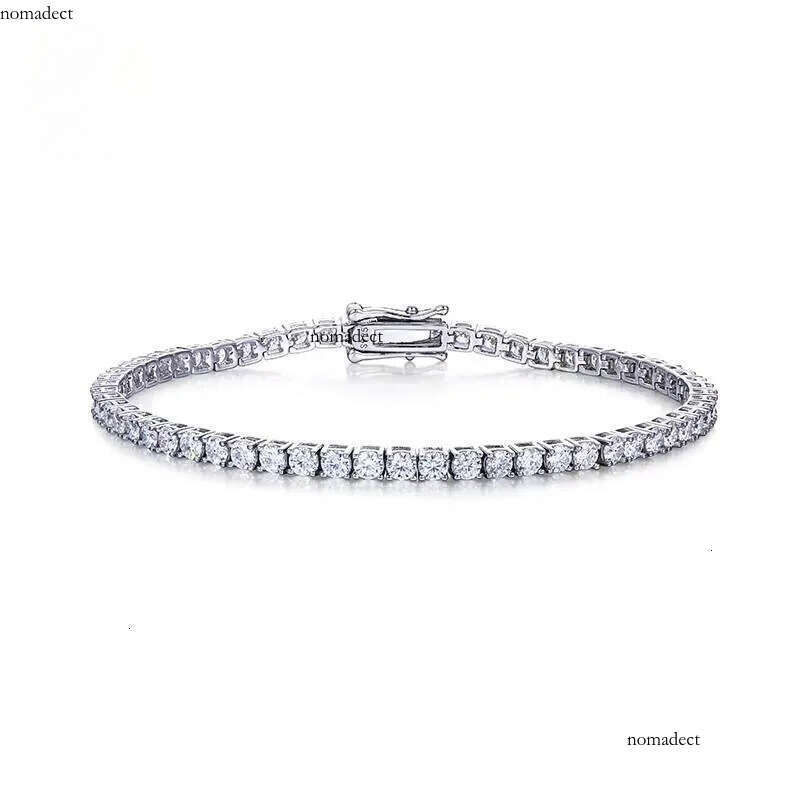 Sier Hip Hop Fine Jewelry Round Brilliant Cut Moissanite Dia 3mm-5mm Tennis Chain Bracelet/necklace for Men and Women 7f