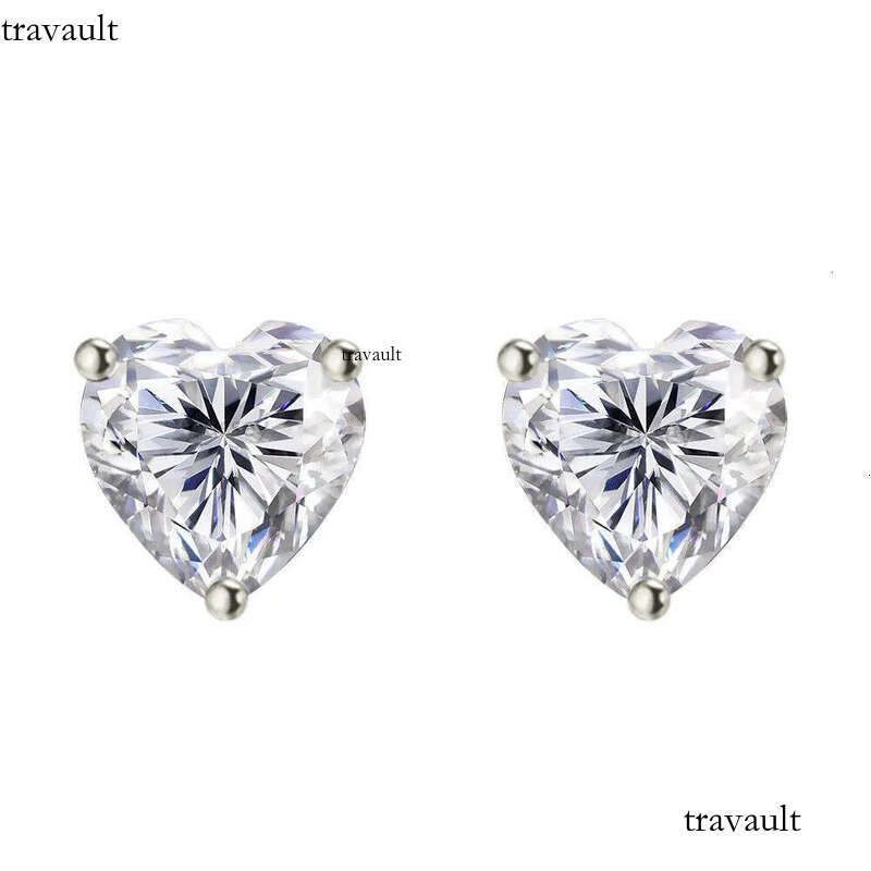heart shaped cutting moissanite for women solid sterling sier stud earrings gold plated mens earring designer jewelry valentines day gift