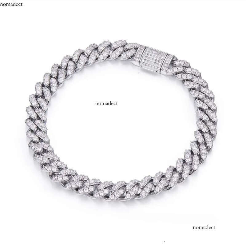 8mm Necklace k Cuban Mossinate Dia Vvs Moissanite Chain Hip Hop Iced Fine Jewelry Sterg Sier b0
