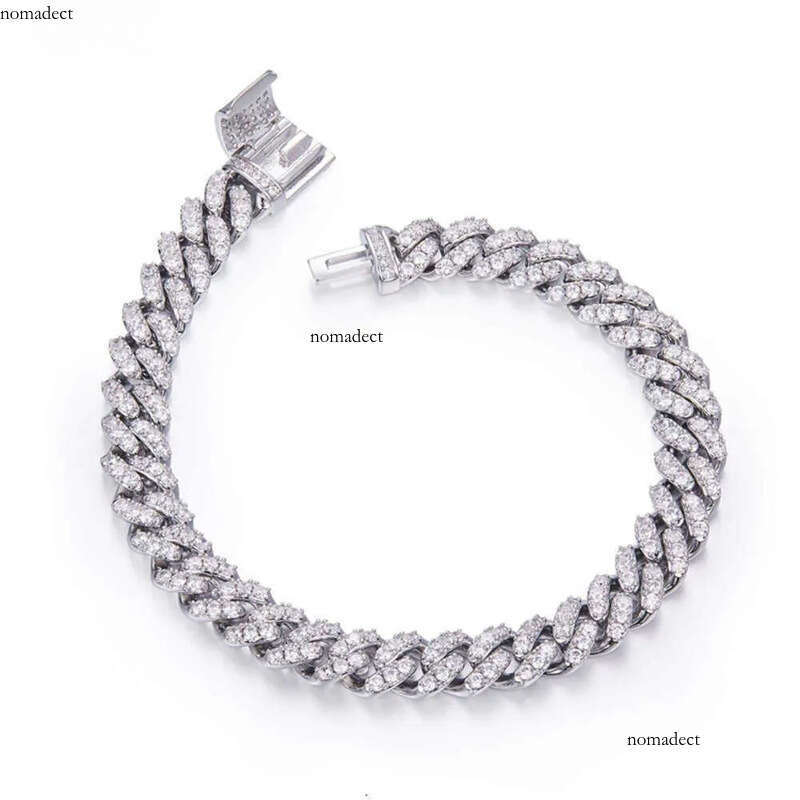 8mm Necklace k Cuban Mossinate Dia Vvs Moissanite Chain Hip Hop Iced Fine Jewelry Sterg Sier b0