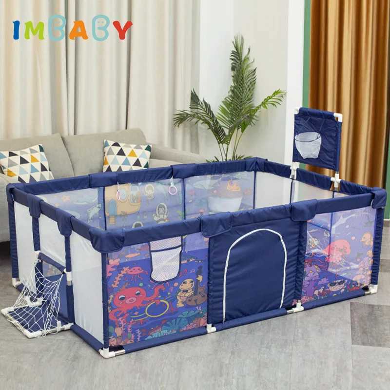 IMBABY New Playpen for Children Cartoon Baby Palypens Basketball Baby Playground Fence for Child Safety Barriers Baby Dry Pool C250929