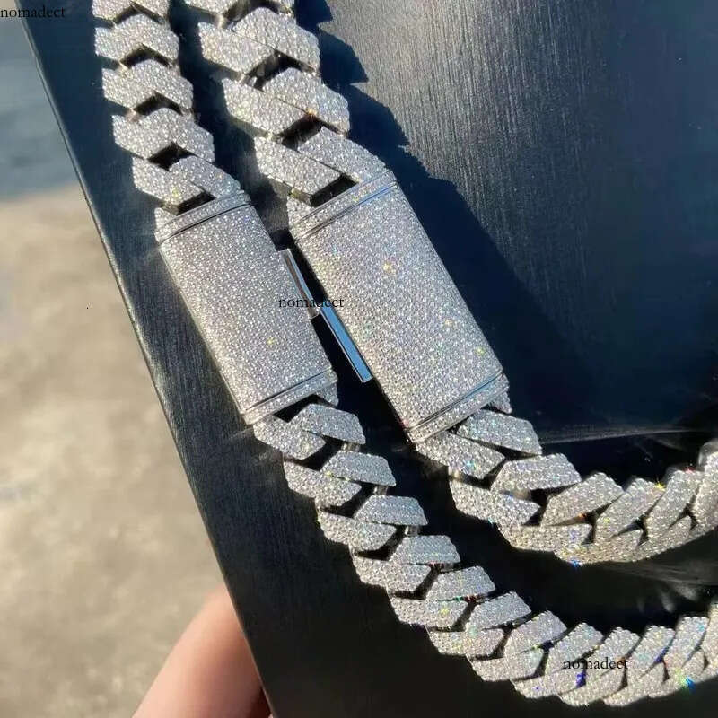 New Fashion 20mm Ice out Moissanite Dia Cuban k Chain Gold Plated Hip-Hop Necklace for Men and Women f8