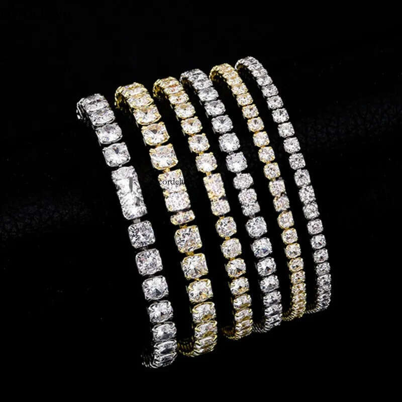gold man iced out tennis bracelet chain vvs moissanite Sier Womens Bracelets Designer Copper White Dia Chains Bangles HipHop Jewelry ec