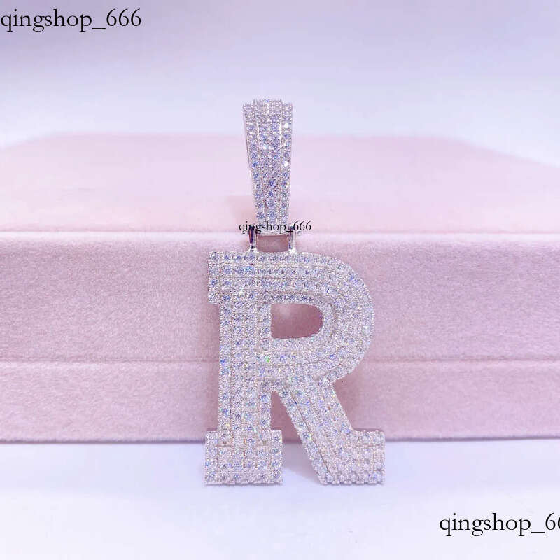 Vermeil Sterling Sier Necklace Hip Hop Fine Jewelry Iced Out VVS Moissanite Dia Initial Letters Pendant Necklaces Men 40