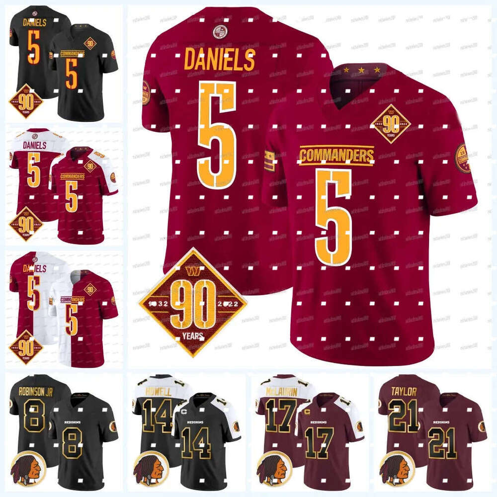 5 Jayden Daniels Terry McLaurin Commanderes 90th Football Jerseys Emmanuel Forbes Sam Howell Chase Young Jahan Dotson DaRon Payne Jonathan Riggins