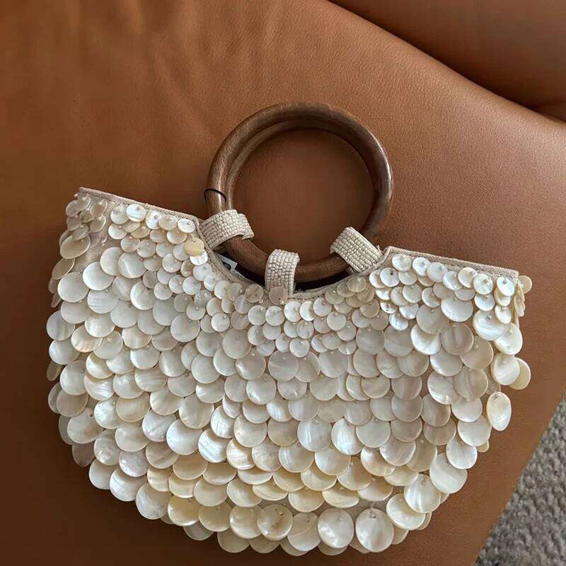Designer Luxury Wood Handbag Top Handle White Crystal Clutch High Quality Women S Wedding Hand Woven Handbags Fashion Bag