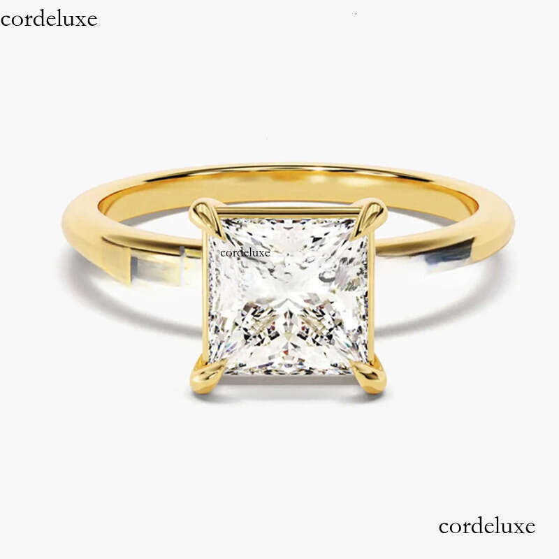 Gra certified jewelry solitaire dia wedding gold plated emerald cut 3ct moissanite ring b0