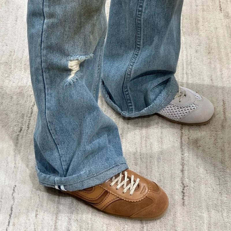 Forrest Gump Shoes Women 2025 fourseason genuine leather womens sneakers flat casual retro German training shoes 250930