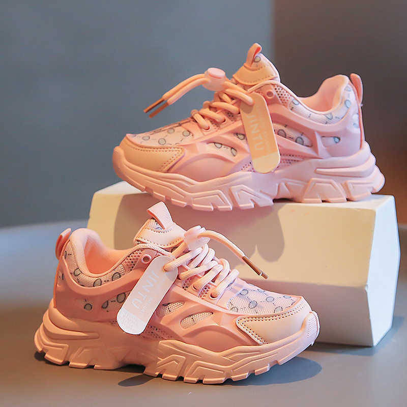 Childrens Sports Shoes 2025 Spring New Korean Style Boys Sports Shoes Soft Sole Breathable Girls Dad Shoes Student Shoes C250930