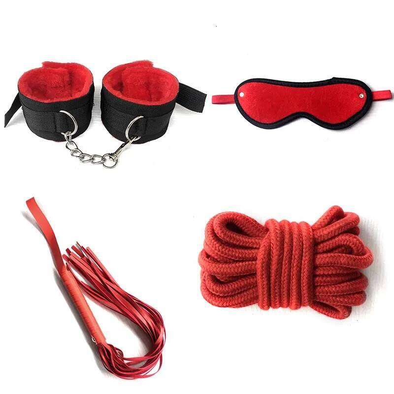 BDSM Kits Bondage Set Handcuffs Gag Whip Nipple Clamps Erotic Toys for Women Couples Adult Sex Shop Anal Butt Plug Tail 666