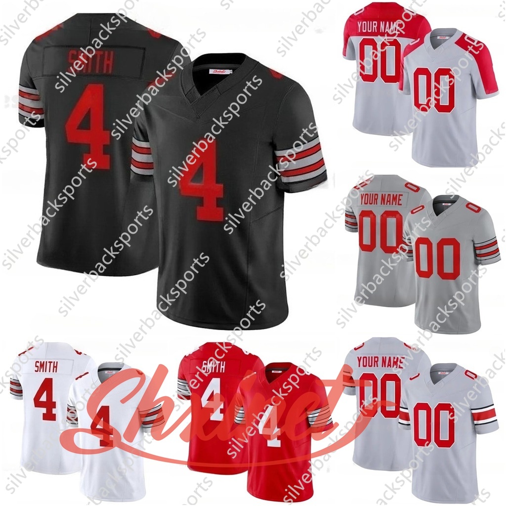 2025 Custom Football Jerseys 4 Jeremiah Smith Jersey Jack Sawyer Will Howard Caleb Downs Treveyon Henderson Denzel Burke Miyan Egbuka silverbacksports