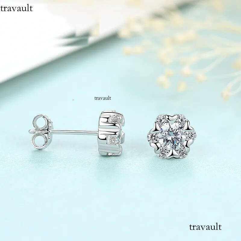 Womens Snowflake Crystal Sterling Sier Stud Designer Classic Dia Earrings Wedding Party Jewelry Christmas Gifts