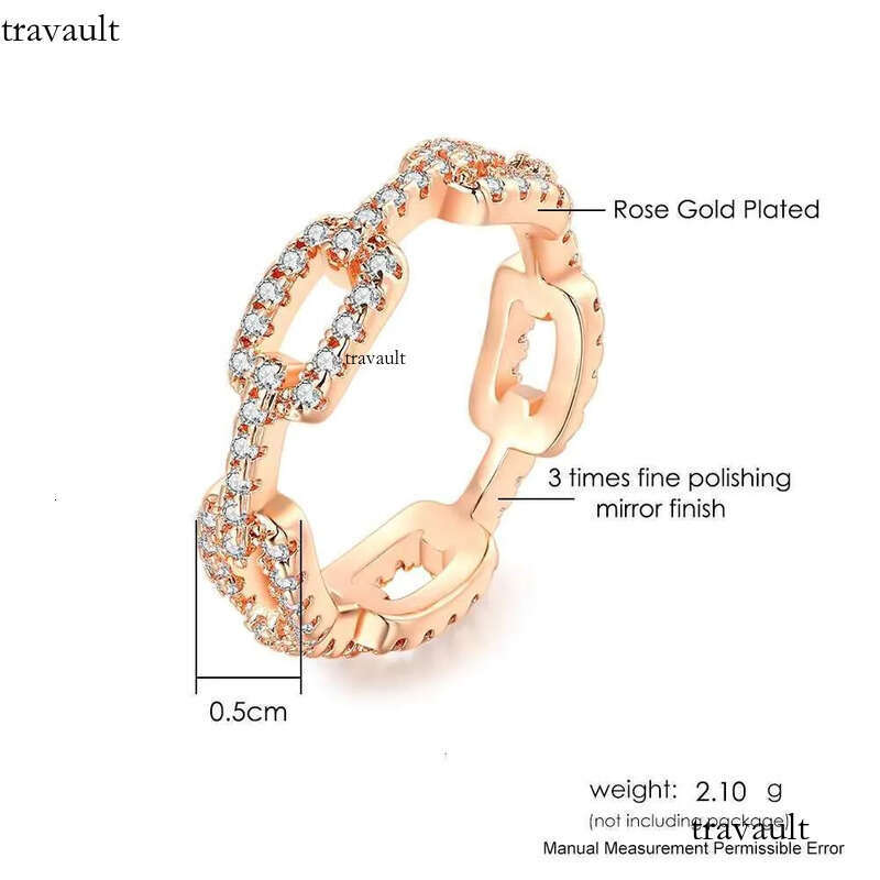 DHCollections Fashion Jewelry High Quality Trendy Ladies Woman 5mm Full CZ Zircon Chain Ring