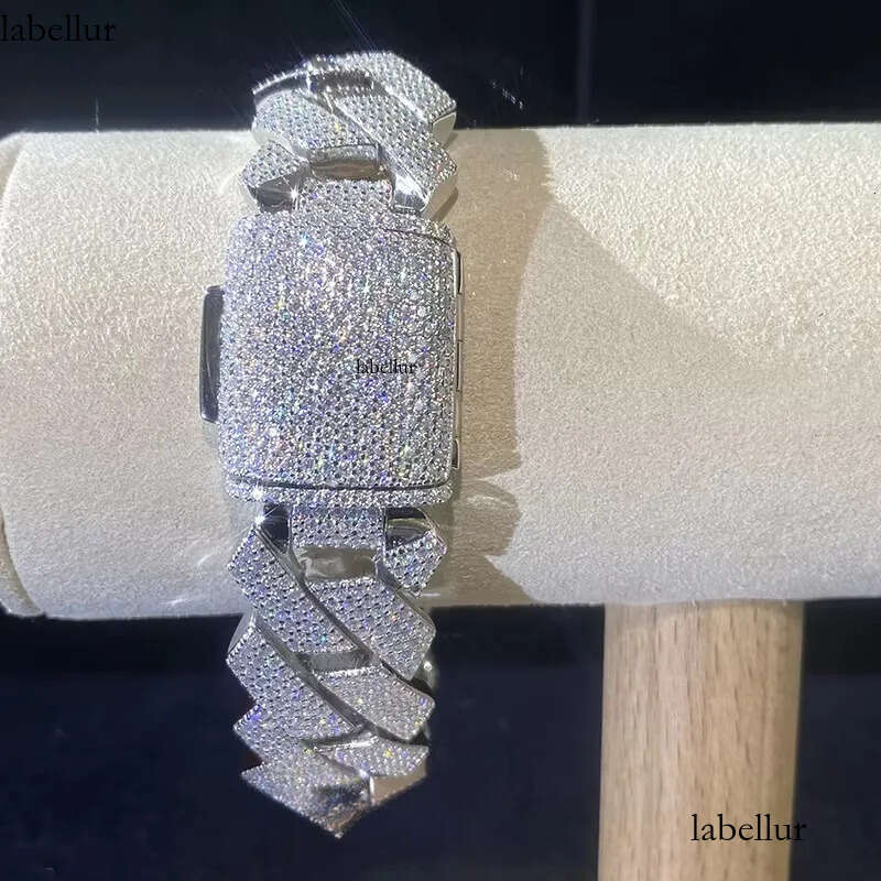 Lifeng Jewelry 20mm 4rows VVS Moissanite k Bracelet Sterg SIer Dia Hiphop Cuban Chain for Men 79