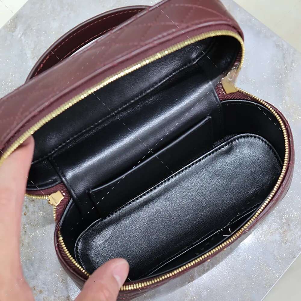 Designer Vanity 18CM Lambskin Leather Cosmetic Mirror quality Women Clutch Shoulder Bag