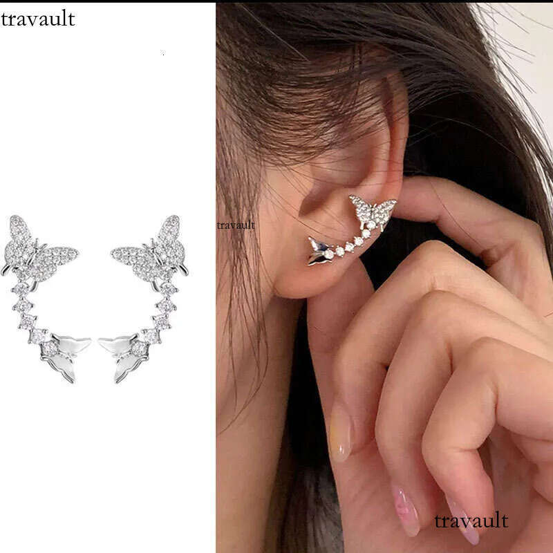 DHcollection Bright Earrings Made of Pure Sier Double Butterfly Cube Zircon for Women