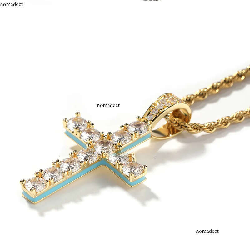 necklace moissanite chain New Cross Personalized Side Glow Set PendantCuban Chain Hip Hop Personality jewelry Moissanite dia 39