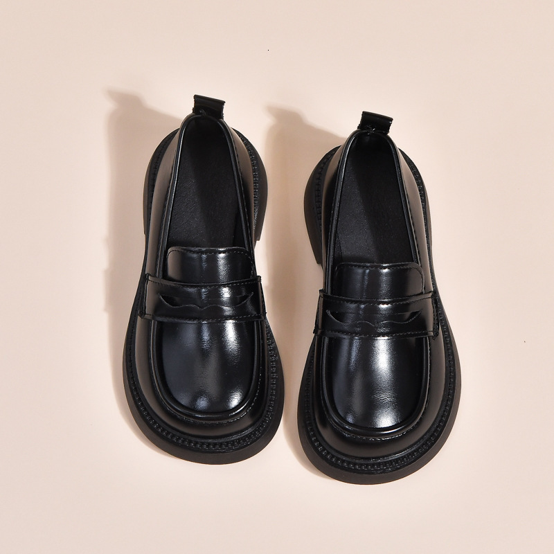 British Style Small Leather Shoes With Elegant Style Women's Black Flat Shoes Designer Autumn Designer Shoes New Luxury Shoes Women's Childr