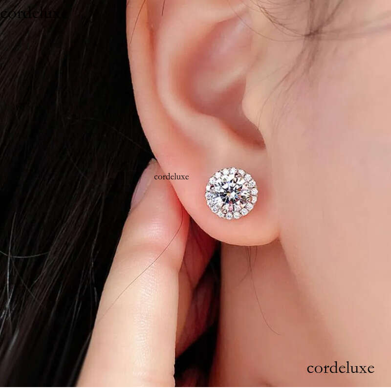 2024 Drop Ship Stud Earrings Simple Fashion jewelry Sterling Sier Round Cut 5A Cubic Zircon CZ Dia Gemstones Party Women EarringGift ae
