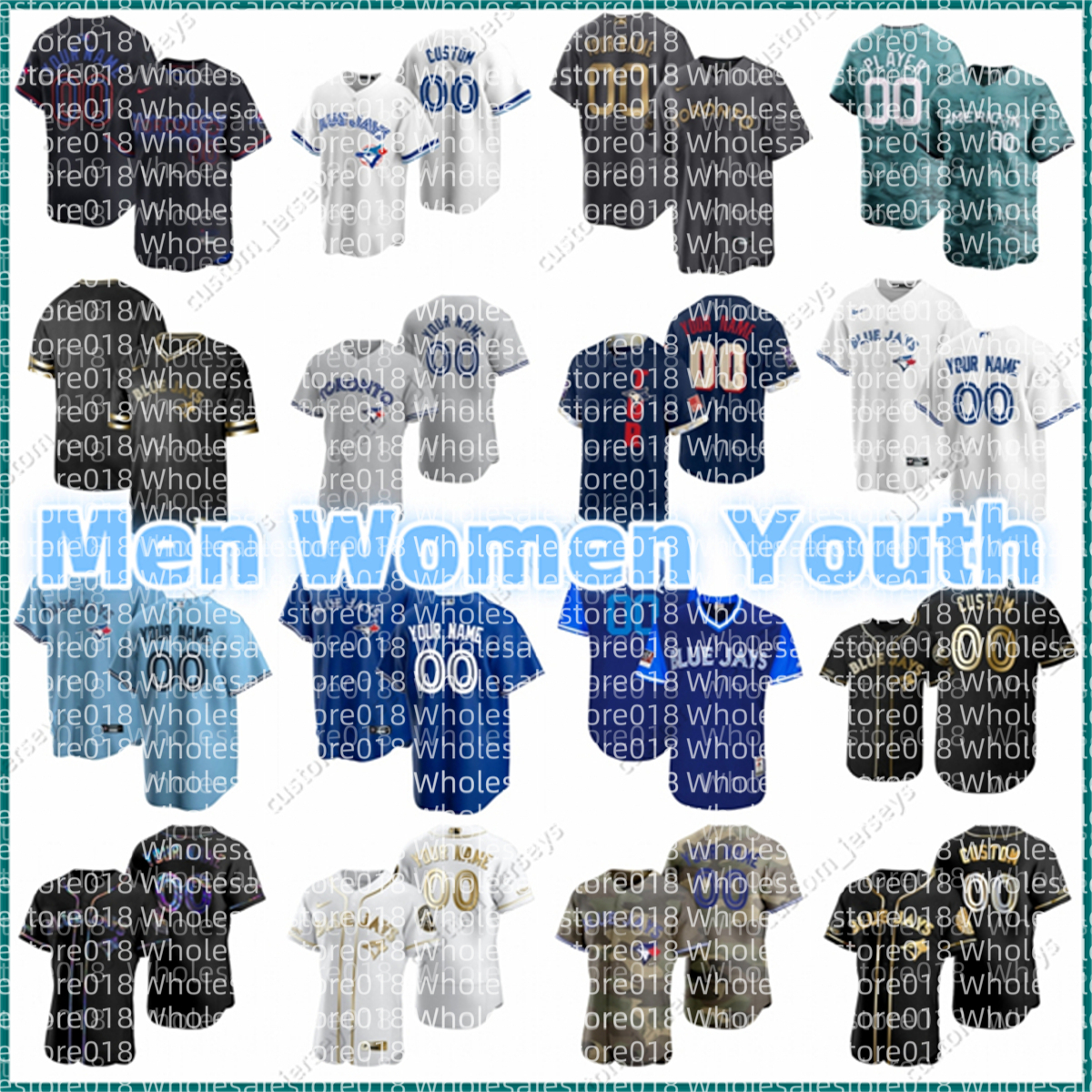 MLB Torontos Custom Blue Jays Baseball Jersey men Joe Carter 27 Vladimir Guerrero Jr. 11 Bo Bichette 4 George Springer 30 Alejandro Kirk 34 Kevin Gausman