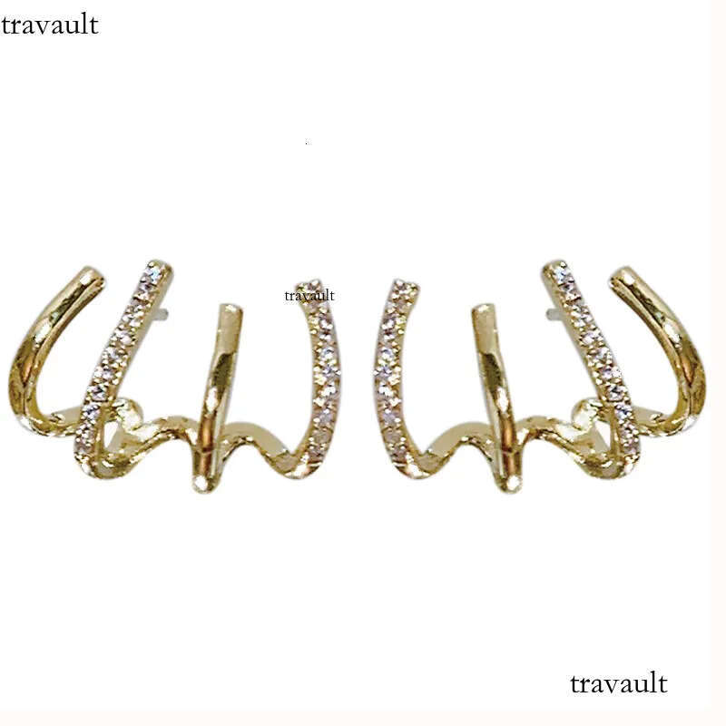 Hypoallergenic Studs Fashion Four Claw Earrings Crystal Rhinestone Sier Needle Bling Party Street Statement Earring Gifts for Women Jewerly