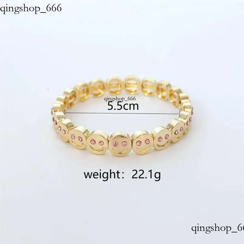 Gold Color Fashion Happy Face Girls Bracelet Cubic Zirconia Beads Golden Women Men Gifts Jewelry Access be