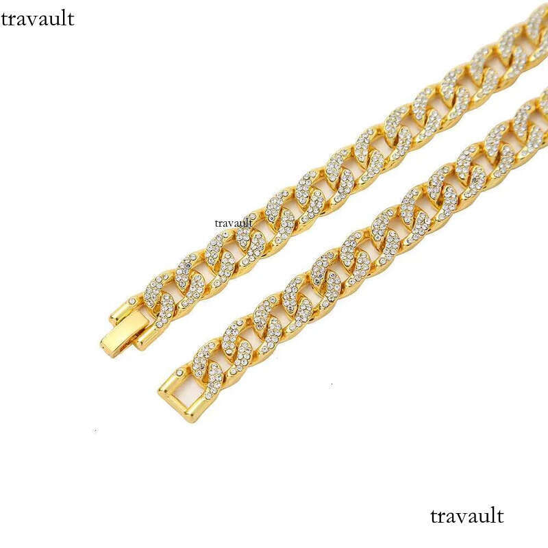 DHCollections Hip Hop for Men Bling Iced Out Cuban Link Chain Gold & Sier Plated Rhinestone Rapper Necklace Fashion Jewellery 18-24 Inch 1 Piece