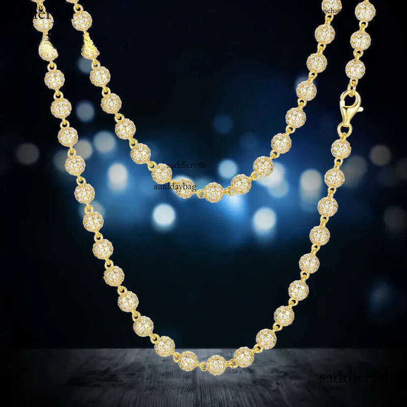 New Hip Hop Jewelry Rapper's 5mm Sterg Sier VVS Moissanite Dia Iced Out Bead k Chain Necklace For Men fc
