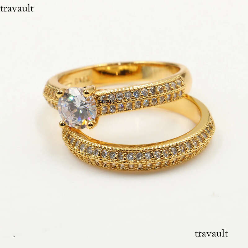 Wholesale Professional Lots Of Stock Classical Fashion Jewelry Sterling Sier&Gold Fill Round Cut White Topaz CZ Dia Wedding Ring