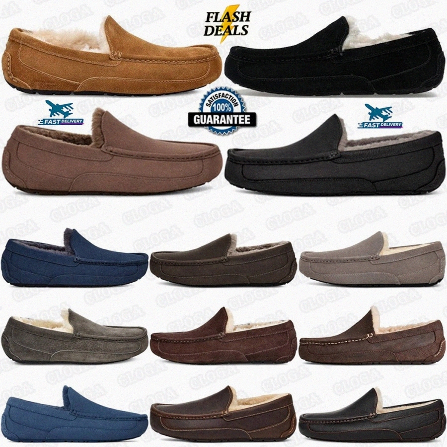 designer slippers Ascot slipper slides sliders Ascots womens Chestnut Charcoal Cloud Deep Ocean Espresso mens women Thunder slide CaribvA0e#