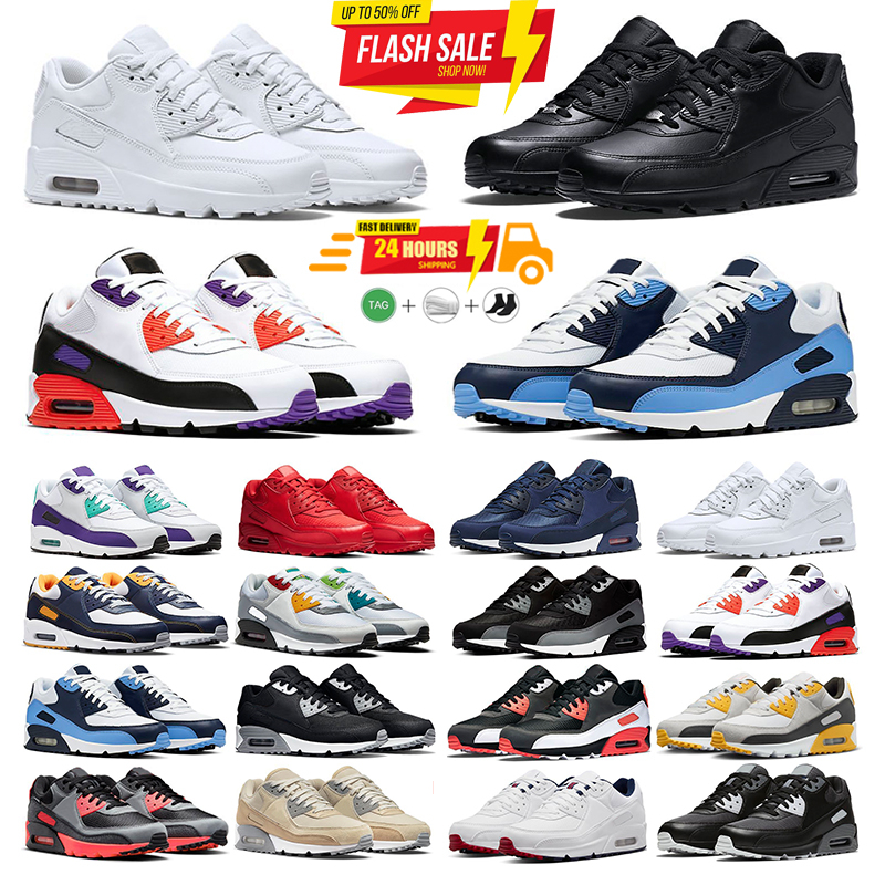 Classic 90 Mens Running Shoes OG Triple White Black UNC Wolf Grey Polka Dot Infrared Supernova Total Orange Lahar Escape Hyper Grape Royal 90s Women Sneakers