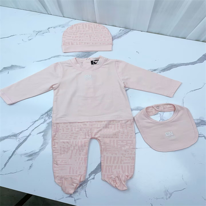 Newborn baby pure cotton jumpsuit, autumn boy and girl jumpsuit, fashionable print, high-quality baby three-piece set, tight-fitting suit, designer children's clothing a5