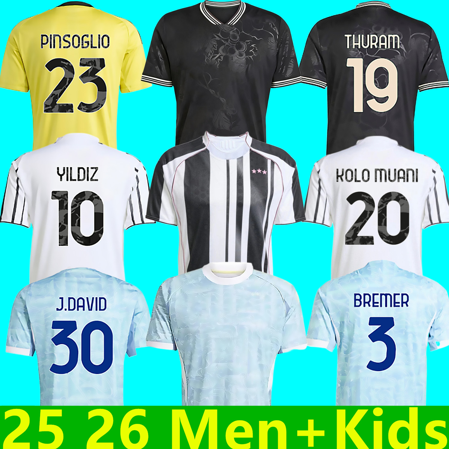 2025 2026 Soccer Jerseys Fans Player Home Away Yildiz Bremer Vlahovic F.CONCEICAO DOUGLAS LUIZ Thuram J.DAVID Gatti OPENDA 25 26 Football Shirt Men Kids kit Kits Unifor