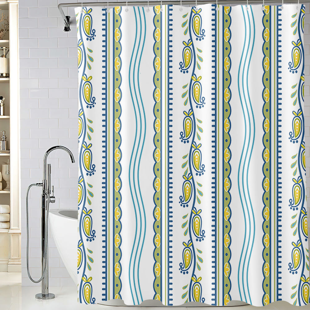 YL-37316 Hot selling shower curtain manufacturer Bomi digital printed polyester shower curtain non-slip mat set