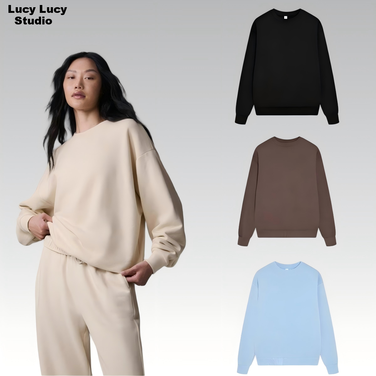 Women's Yoga Sweater Oversized Sweater Knitted Sweater Loose Long Sleeve Shorts Men's Hoodie Set