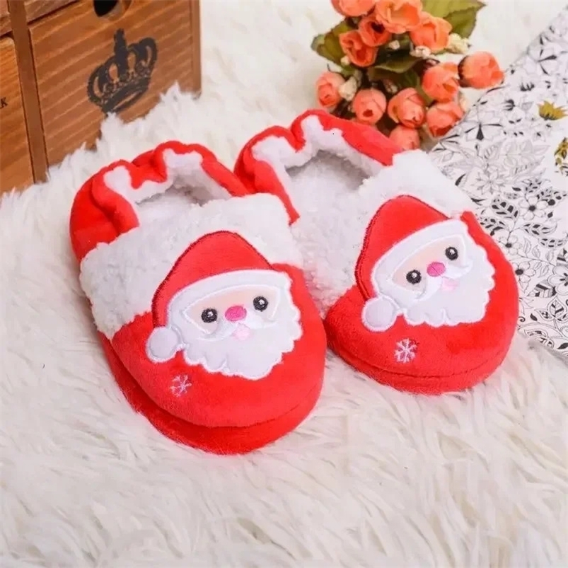 Childrens winter soft cute shoes baby warm thick shoes boys and girls cartoon Christmas casual slider 241111CJ