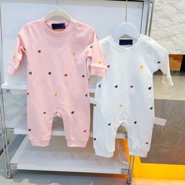 Designer baby Rompers newborn Polo Jumpsuits boy girl kids summer pure cotton pink white purple clothes 1-2 years old children's clothing 73WH#