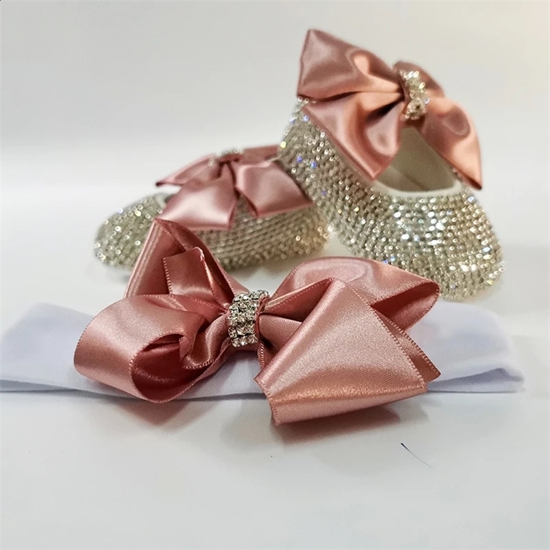Dollbling Christening Headband Crystal Baby Shoes Baptism Boutique Monogram Infant Name Personlized born Gift Keepsake 240813