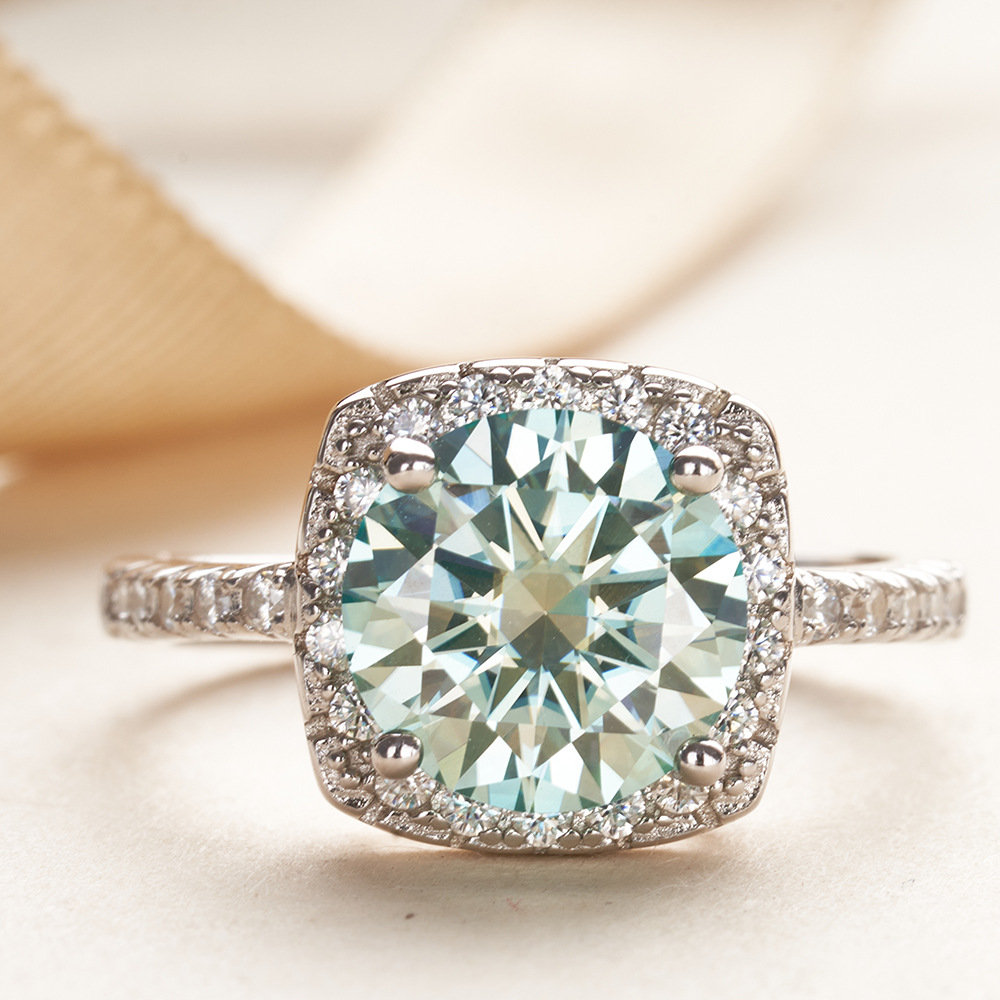 Moissanite 3CT colored square ring moissanite jewelry engagement ring with box gift for girl luxury rings free shipping Valentine's Day gift